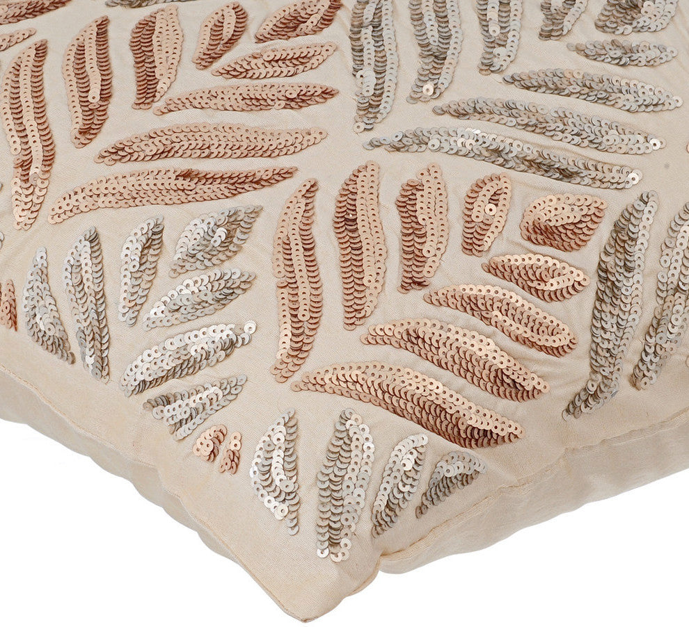 Ivory Decorative Euro shams 26"x26" Silk, Ageing Copper Foil