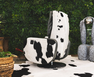 Leather Executive Recliner Armchair, Black and White