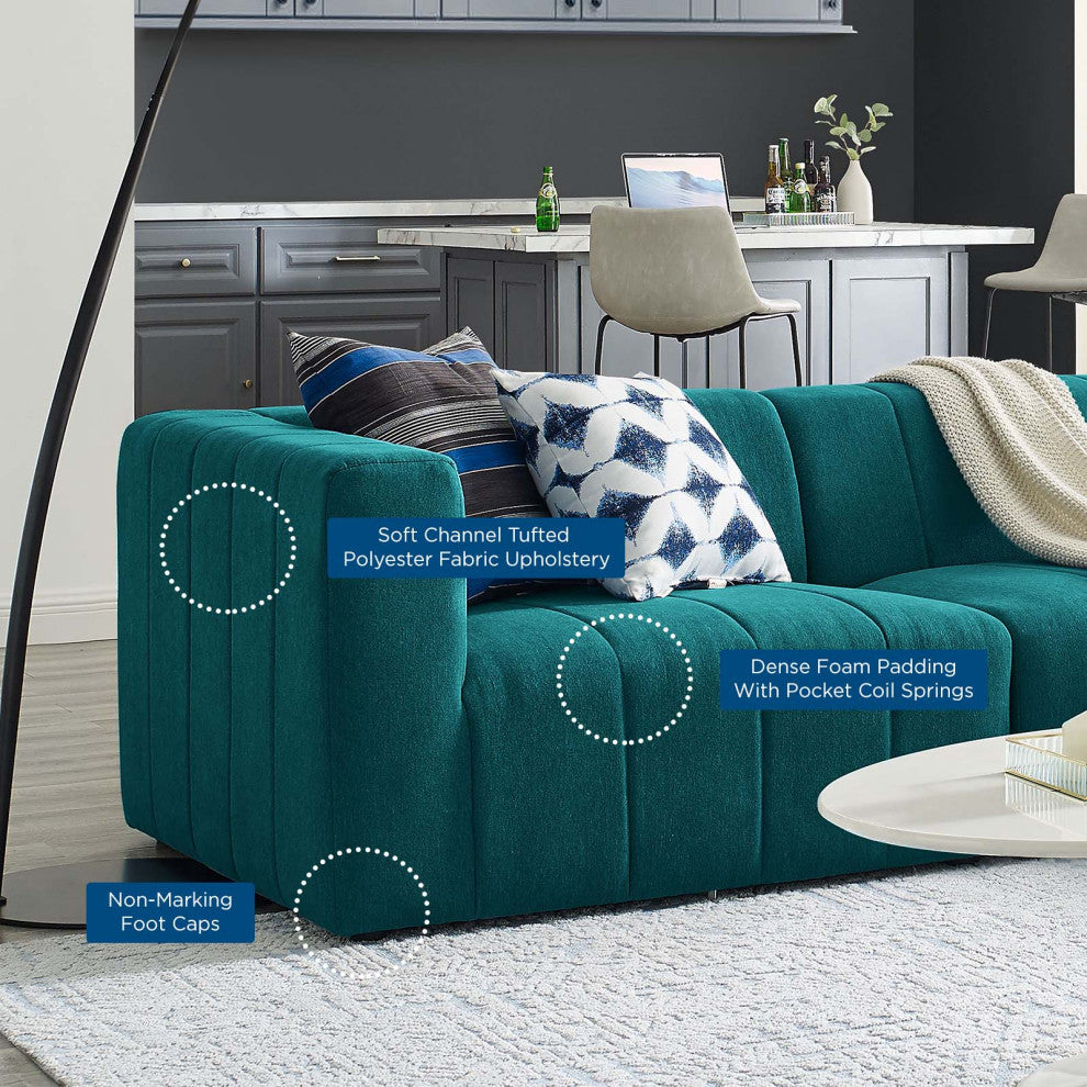 Sectional Sofa Set, Fabric, Teal Blue, Modern, Living Lounge Hotel Hospitality