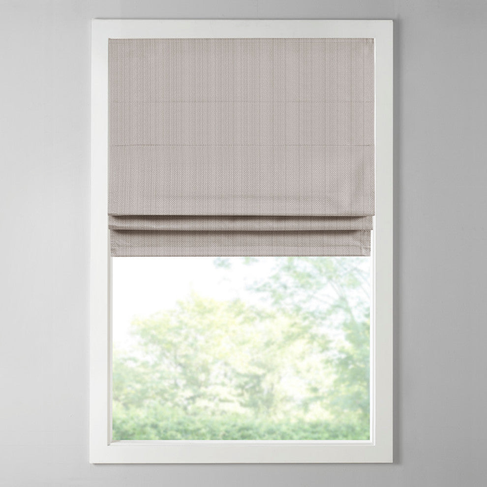 Madison Park Galen Basketweave Roman Shade, Taupe, 27"