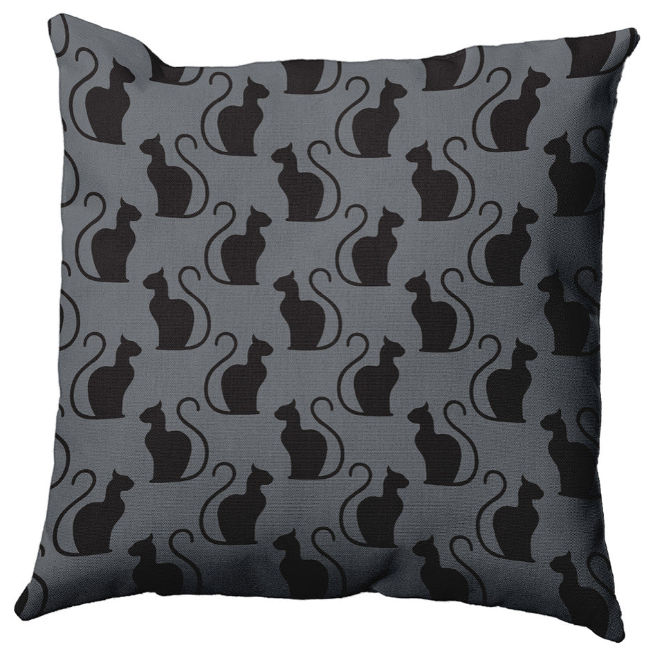 26" x 26" Spooky Cats Decorative Throw Pillow, Steel Gray