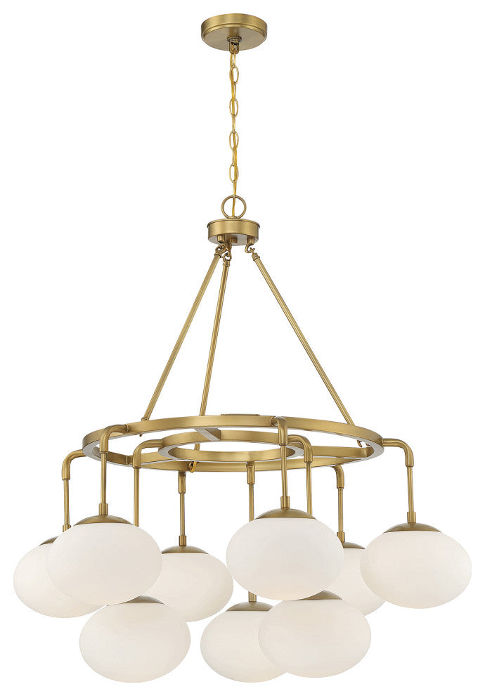 9-Light Chandelier, Natural Brass