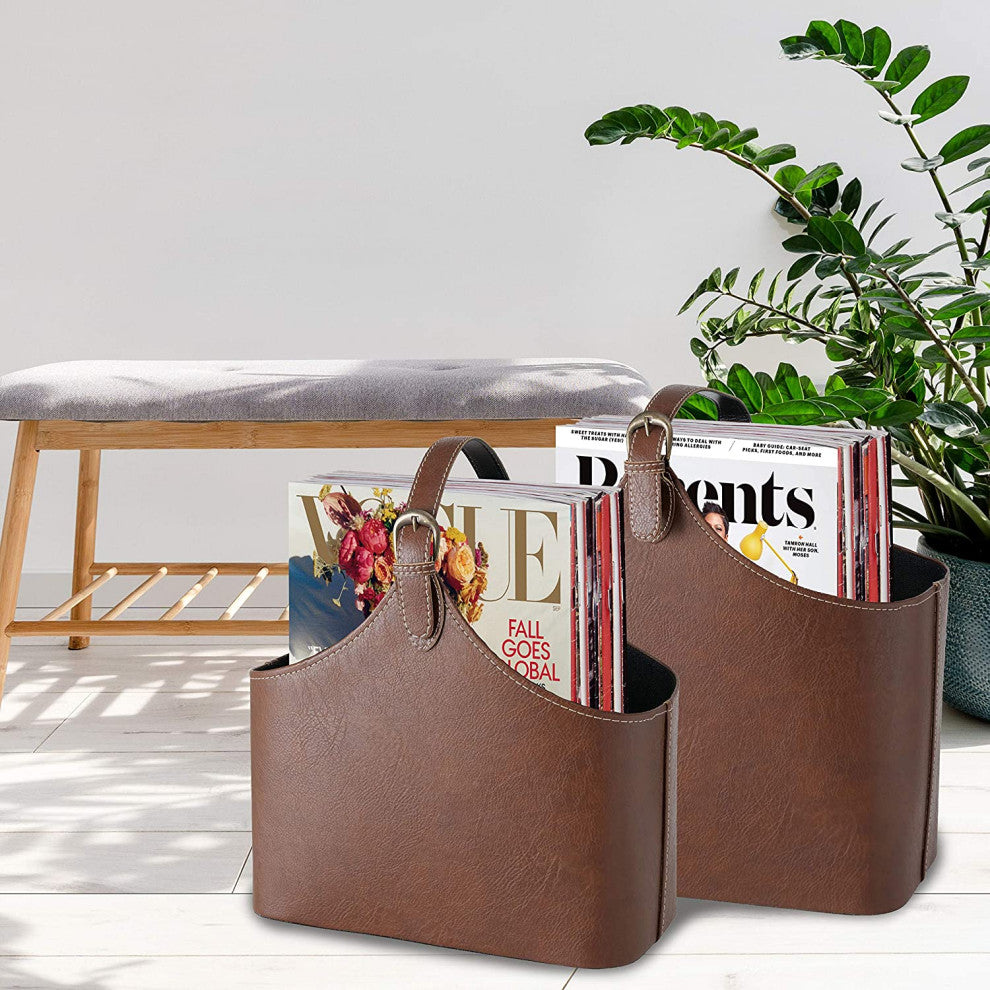 2 Piece Magazine Holder Racks in Faux Nubuck