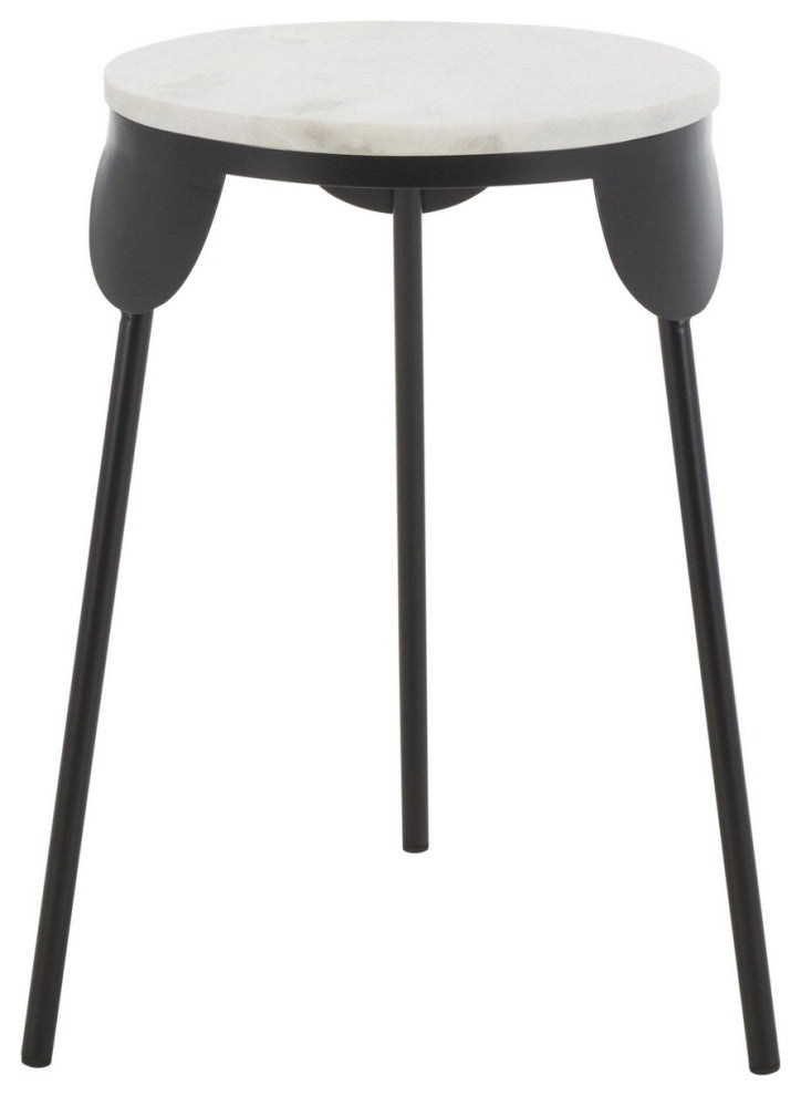 Safavieh Everbrooke Round Accent Table, White Marble/Black