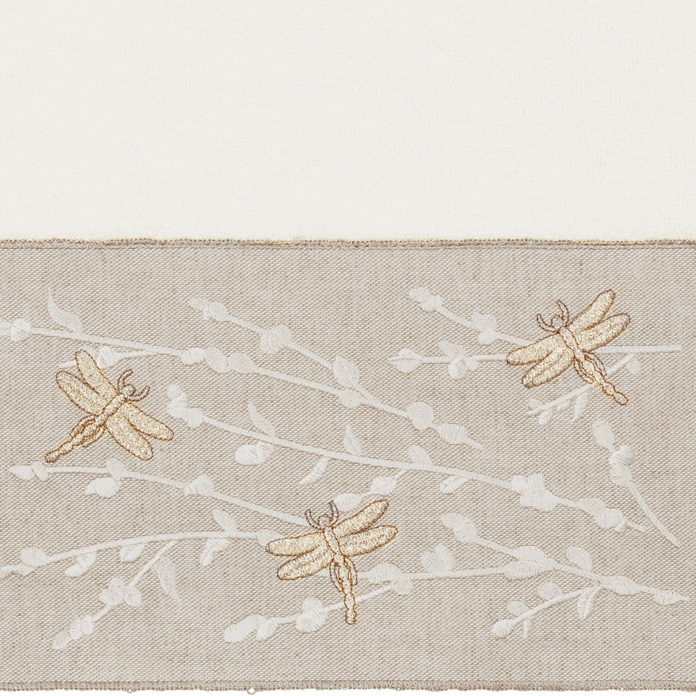 Linum Home Textiles Turkish Cotton Braelyn 3-Piece Embellished Towel Set, Cream