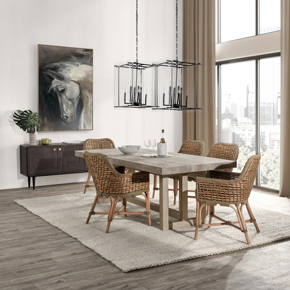 Lena 9-Light Iron and Acrylic Chandelier, Black, by Kosas Home