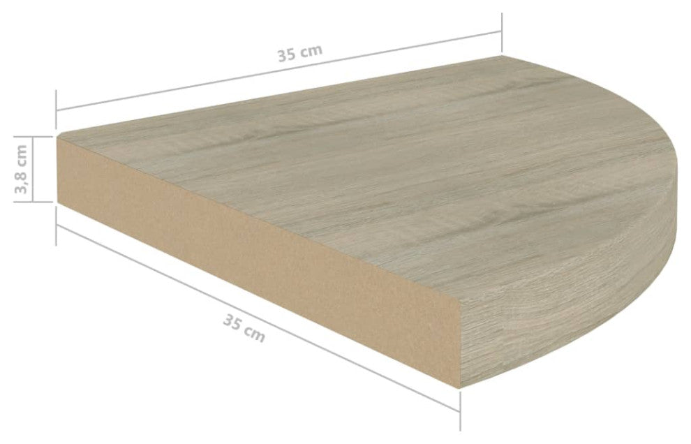 vidaXL Wall Corner Shelves Floating Corner Shelf Display Shelf 2 Pcs Oak MDF