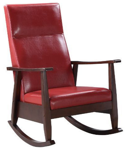 Raina Rocking Chair Red Pu  Espresso