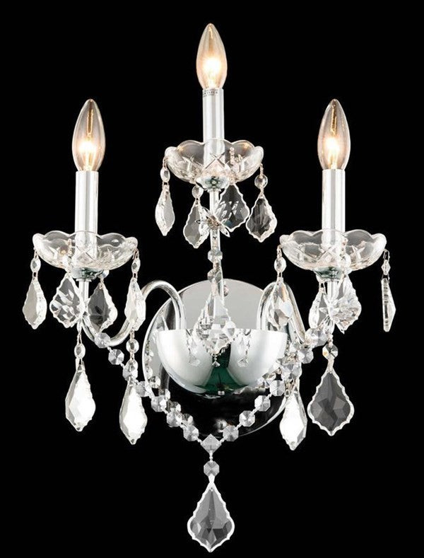 Elegant St. Francis Wall Sconce, Chrome Finish With Royal Cut Crystal