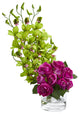 Nearly Natural Rose & Dendrobium Orchid Artificial Arrangement