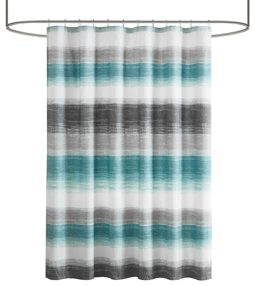 Madison Park Essentials Saben Casual Water Color Stripe Print Shower Curtain