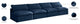 Plush Velvet / Down Standard Comfort Modular Sofa, Navy, 4-Piece: 4 Armless Chair