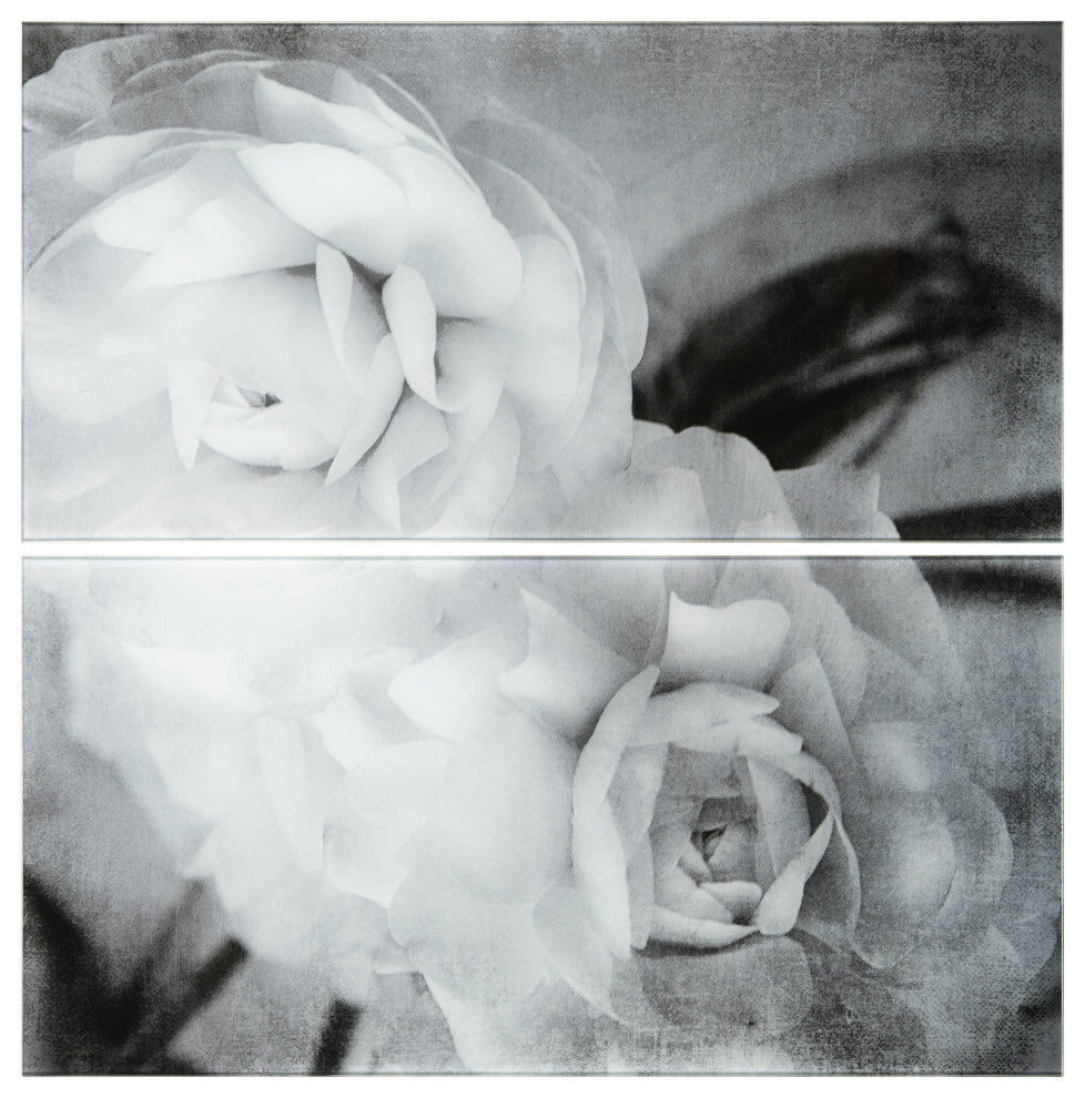 "Dark Ranunculus" Frameless Free Floating Tempered Glass Graphic Wall Art Set