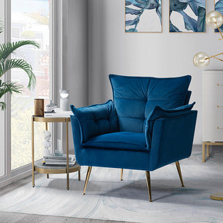 Contemporary Velvet Armchair, Navy