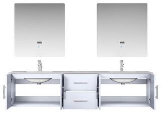 Geneva Transitional Glossy White 80" Double Vanity Set