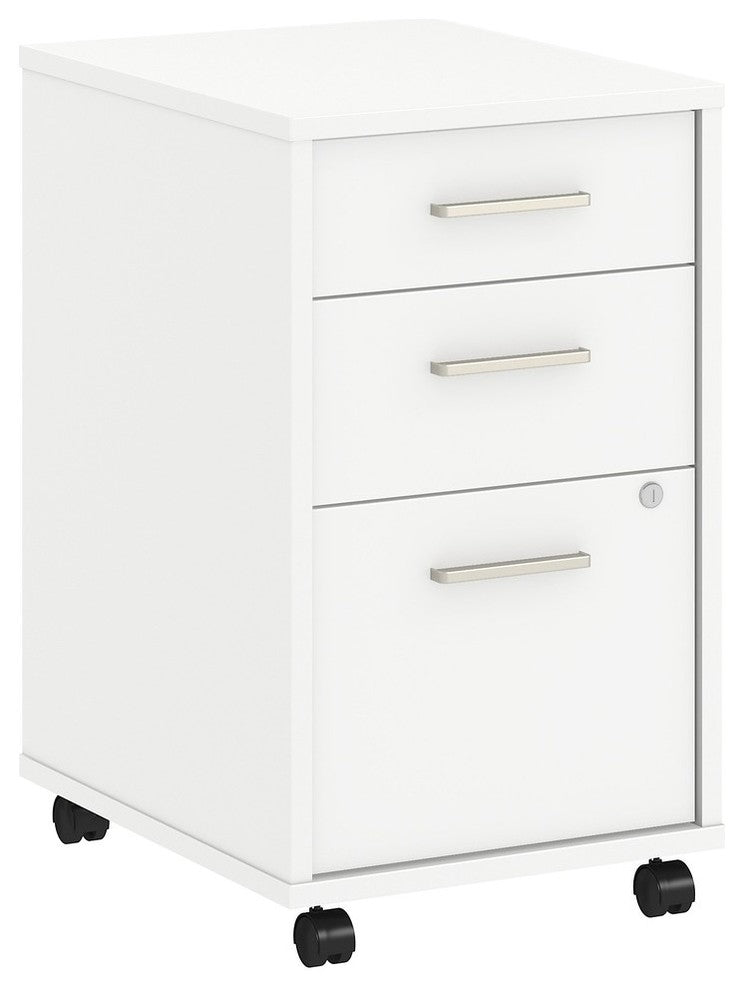 Office by kathy ireland Method 3 Drawer Mobile File Cabinet, Assembled, White