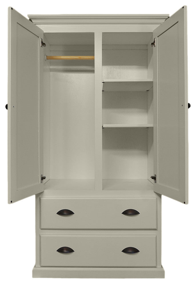Modern Solid Wood Wardrobe, Soft White