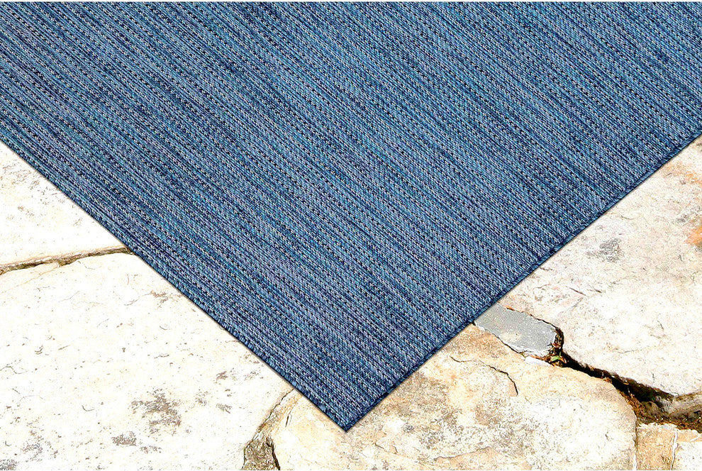 Carmel Texture Stripe Indoor/Outdoor Rug, Navy, 3'3"x4'11"