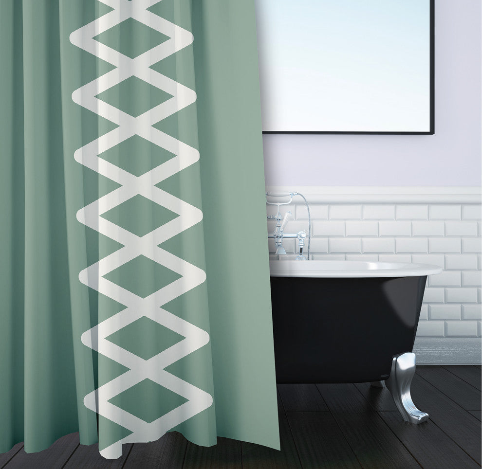 Zipper Stripe Sage 70" w x 73" h Shower Curtain