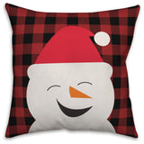 Plaid Smiling Snowman 18"x18" Throw Pillow Cover