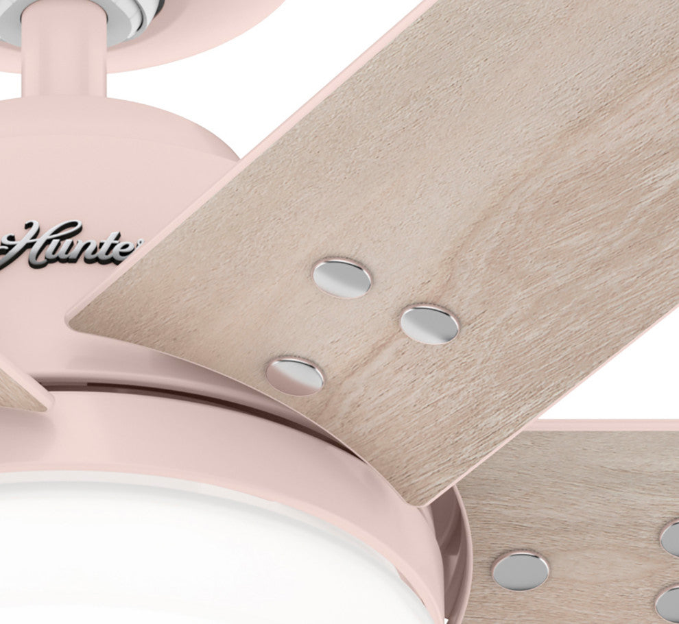 Hunter 44" Pacer Blush Pink Ceiling Fan With LED Light and Remote