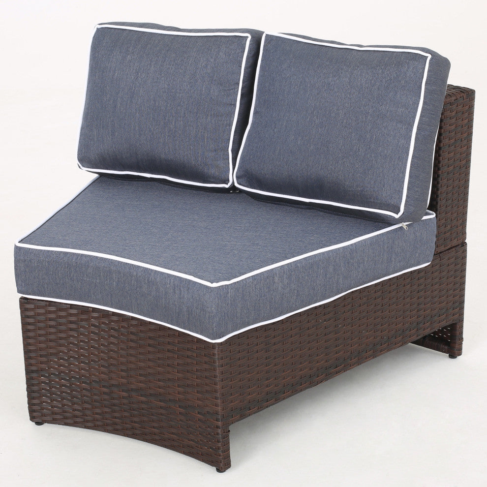 GDF Studio 5-Piece Riviera Ponza Patio Semicircular Sectional Cushions, Navy Blu