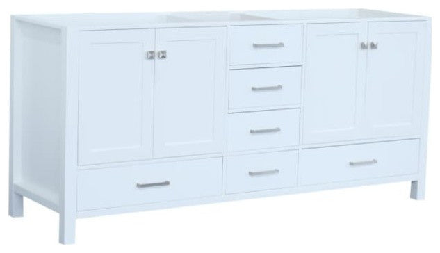 Ariel Cambridge 72" Double Sink Base Cabinet, White