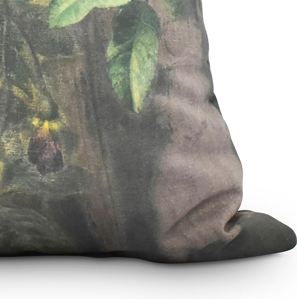 Blossoming Still 18" Red Floral Print Decorative Throw Pillow