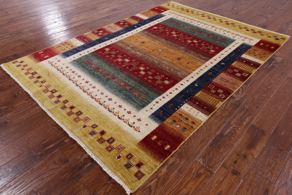 Hand Knotted Persian Gabbeh Tribal Rug 5' 6" X 7' 10" Q7305