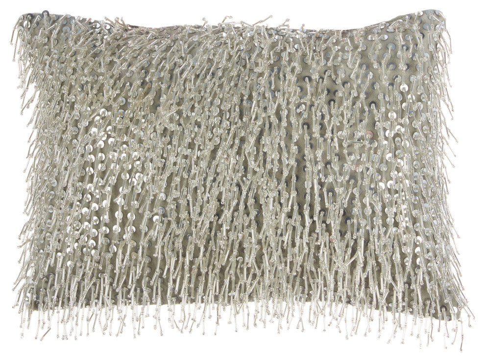Mina Victory Z0727 Throw Pillow, Silver, 10" X 14"