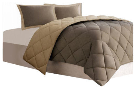 Madison Park Microfiber Solid Comforter Mini Set, Brown, Twin/Twin Xl