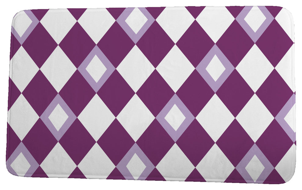 Palm Beach Harlequin Geometric Print Bath Mat, Purple, 21"x34"
