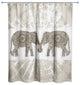 Beige Boho Elephants 71x74 Shower Curtain