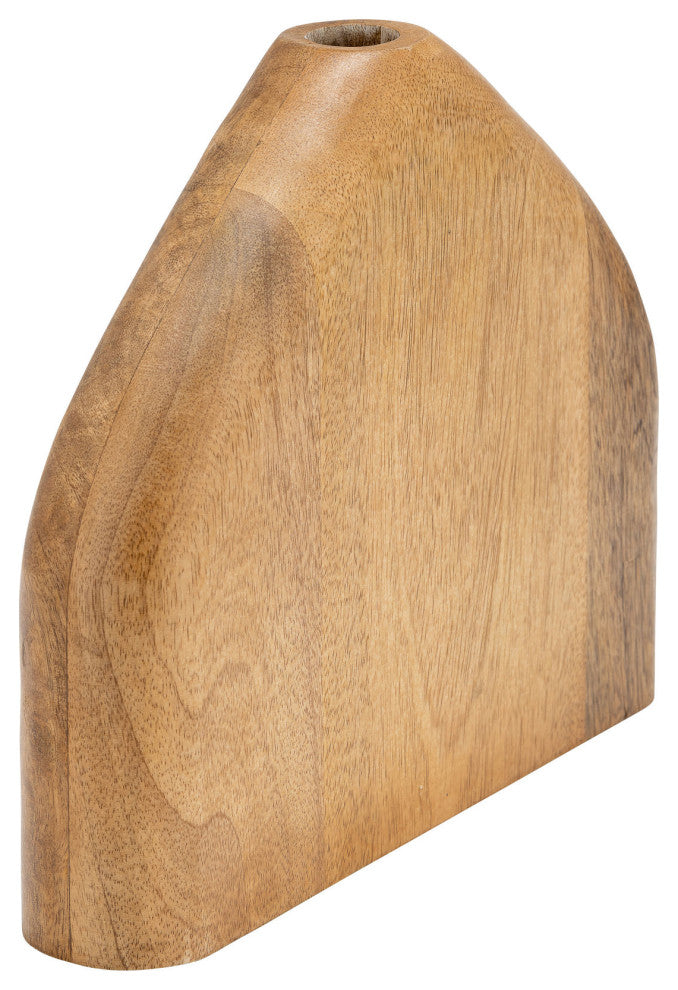 Wood, 9"h Tapered Vase, Brown