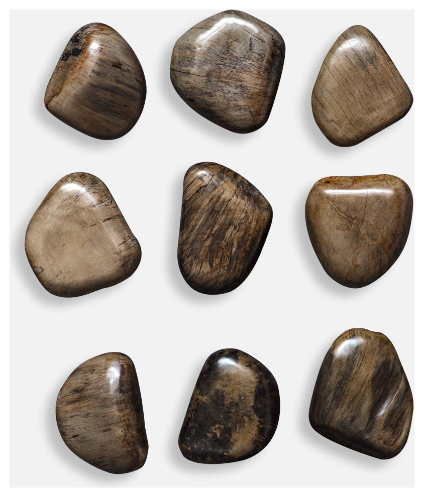 Uttermost Pebbles Walnut Wood Wall Decor, S/9