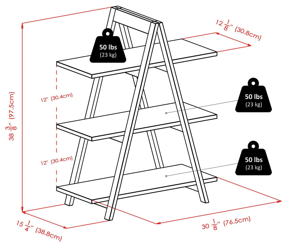 Modern A-frame 3-tier Shelving, Black