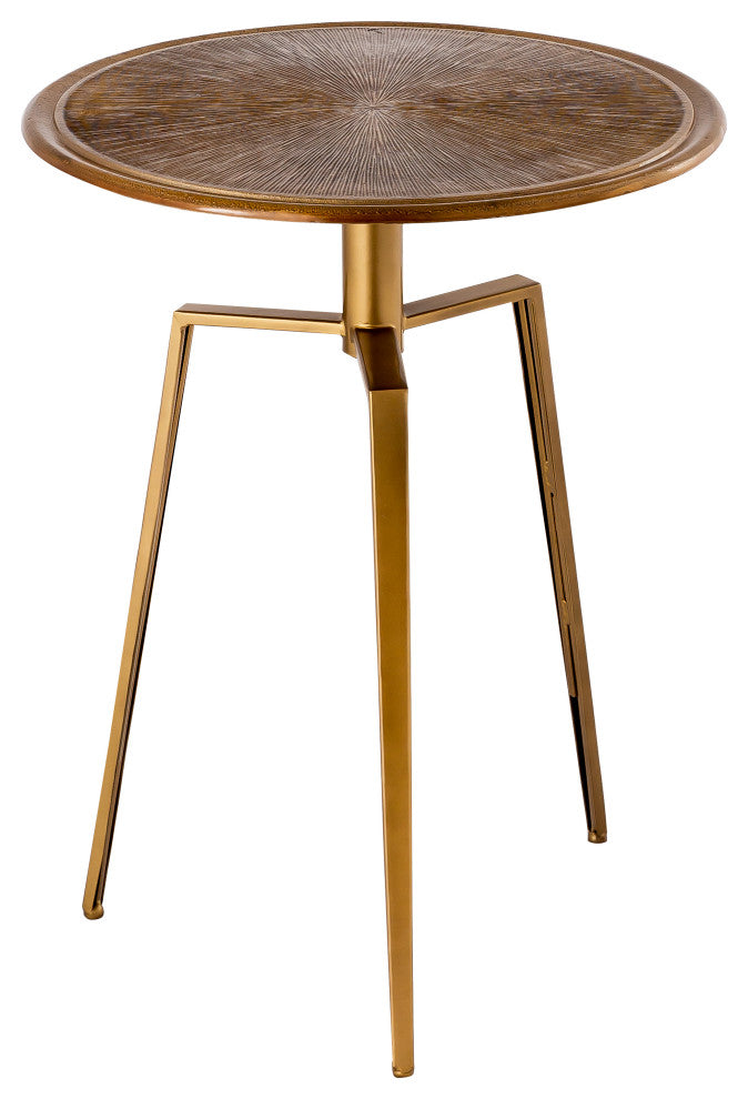 Pasargad Home Delos Iron Antique Brass Finish Round Side Table