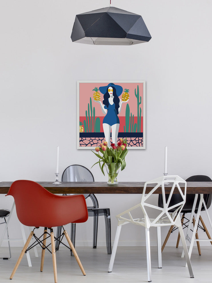 "Holding Pineapples" Framed Painting Print, 32"x32"