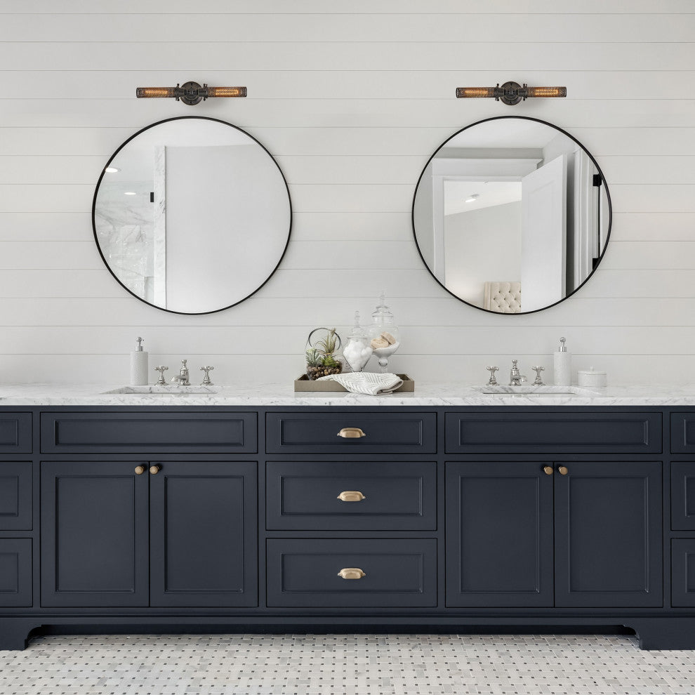 2-Light Vanity Wall Sconce with Mesh Shades, Oil-Rubbed Bronze Finish
