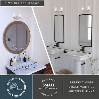 Park Ridge 4.75" 1-Light Black Bathroom Vanity Fixture, Clear Glass Shade, Satin Nickel, 2-Light