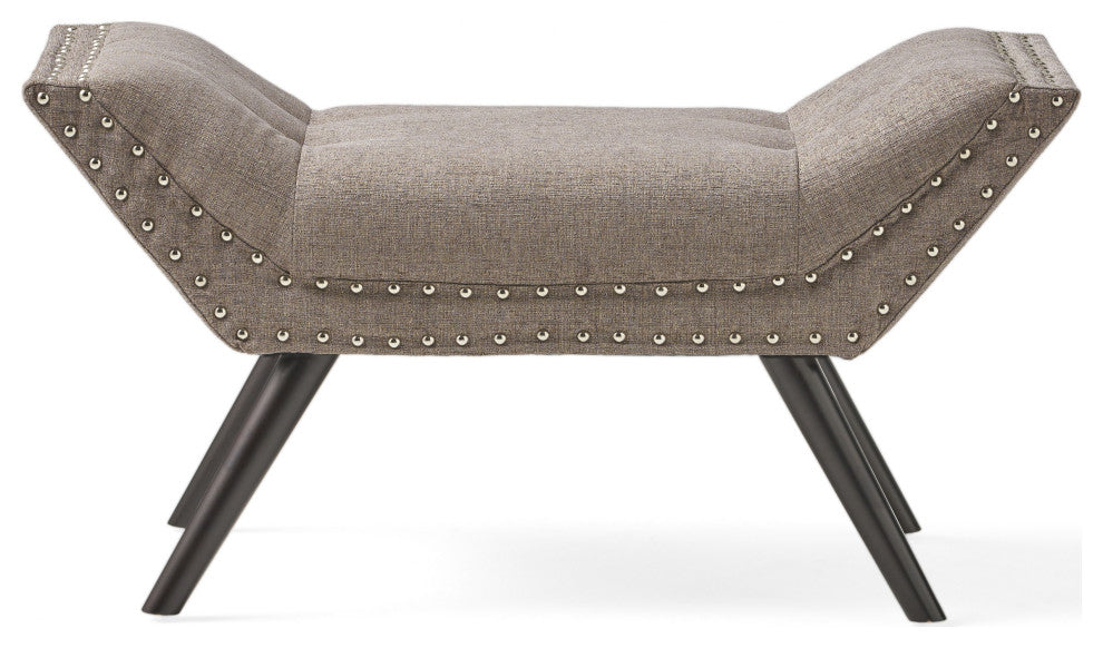 Hariata Contemporary Fabric Tufted Ottoman Bench, Gray
