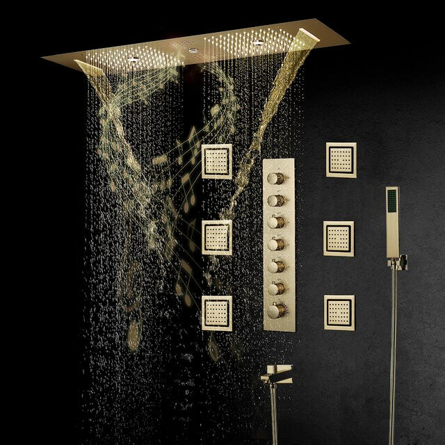Led Column Mist Shower System, Hand Shower, Style E, Remote Control Light