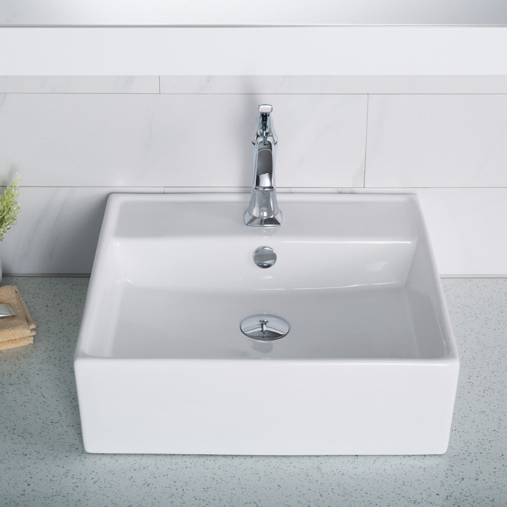 Elavo Ceramic Square Vessel White Sink