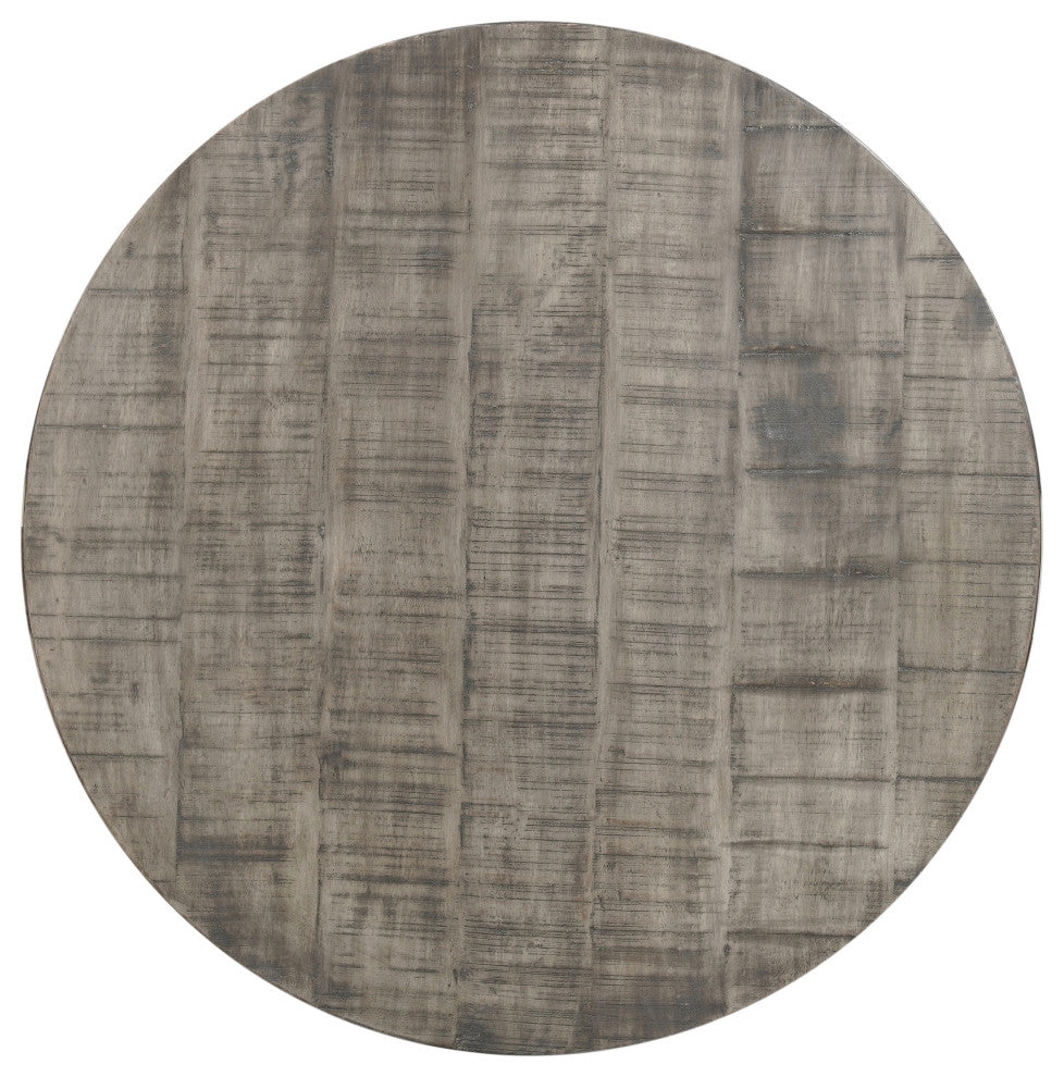 36" Round Coffee Table Handcrafted Drum Shape Mango Wood With Olive Gray Finish