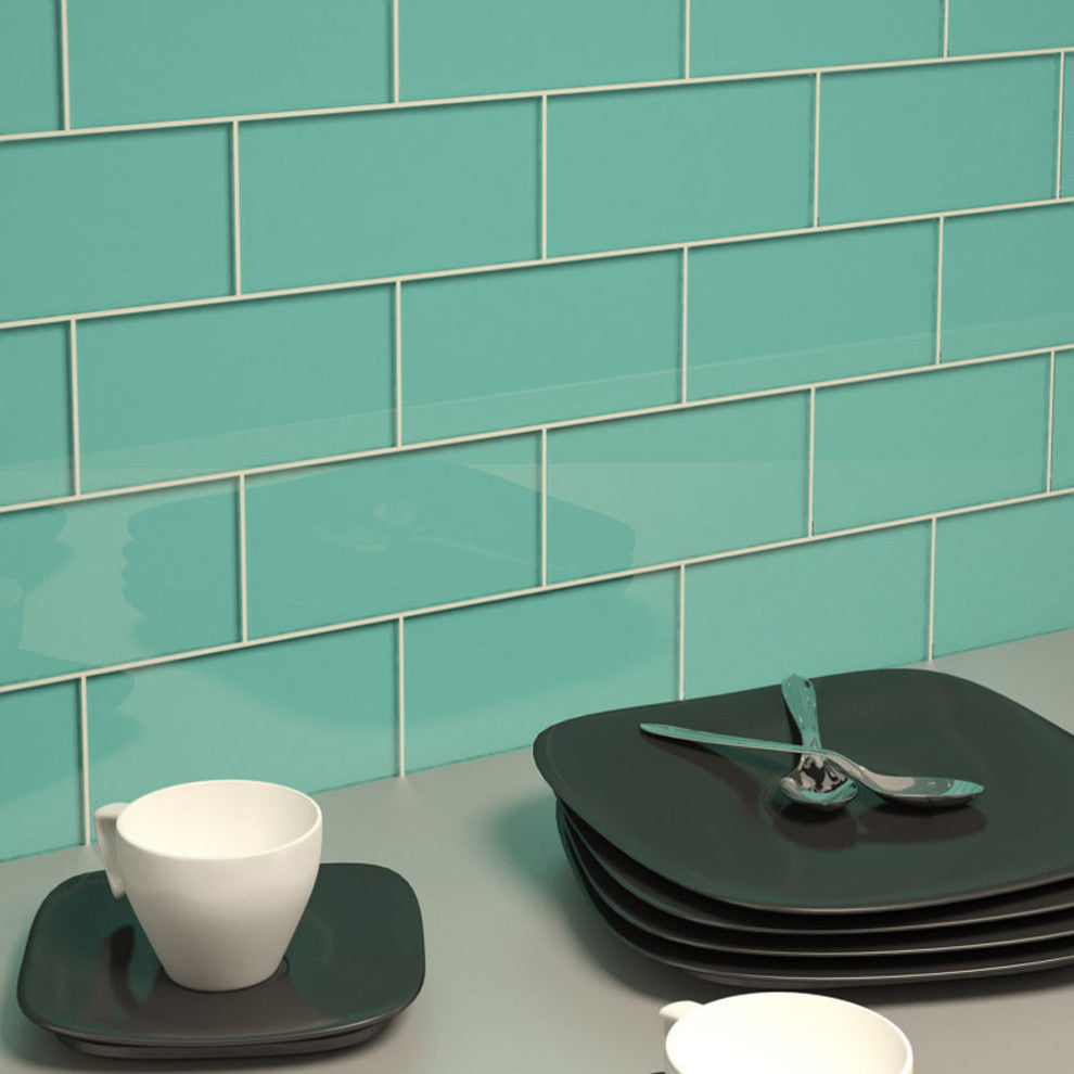 3"x6" Glass Subway Collection, Teal