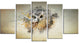 Large Gracing Owl, Animal Canvas Wall Art, 60"x32", 5 Panels