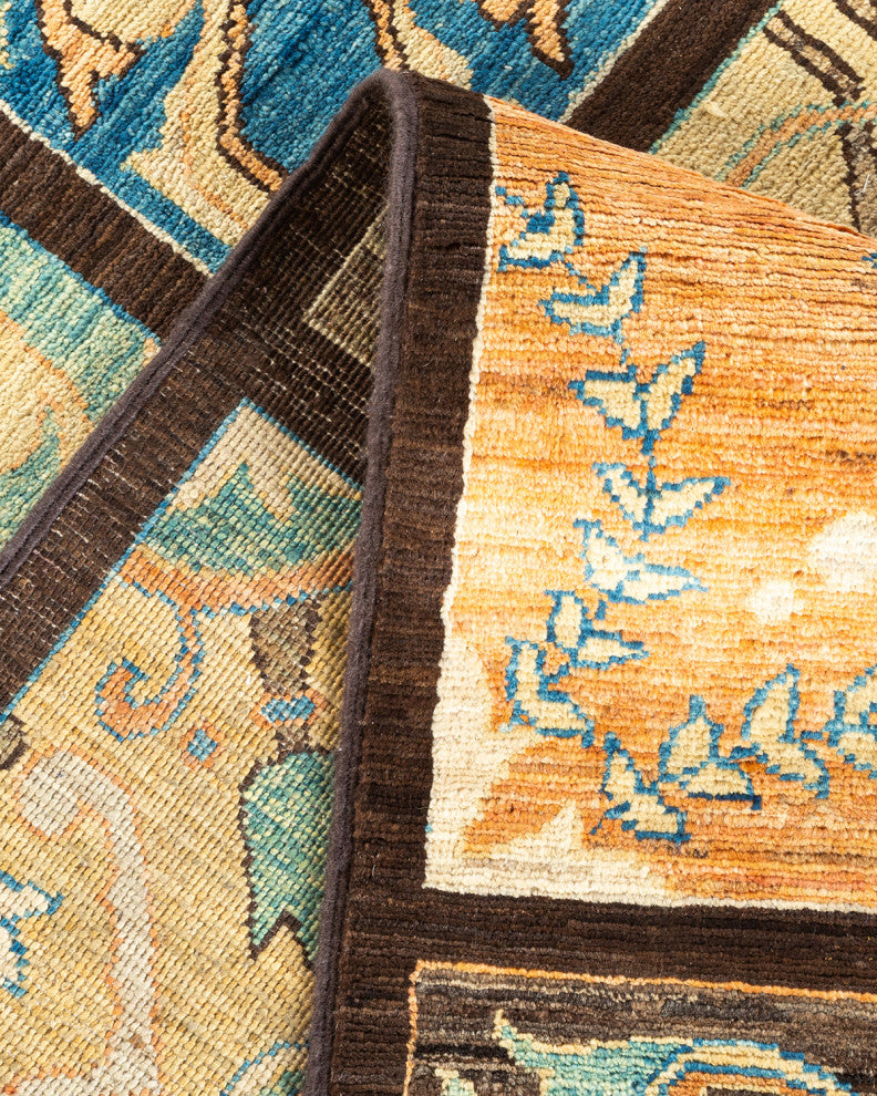 Eclectic, One-of-a-Kind Hand-Knotted Area Rug Brown, 6' 3" x 17' 10"