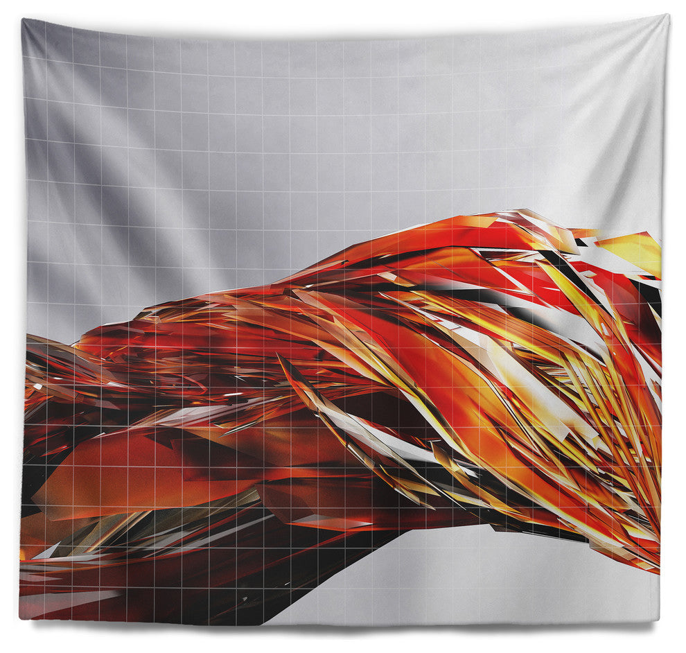 Red Faceted Crystal Texture Abstract Wall Tapestry, 60"x50"