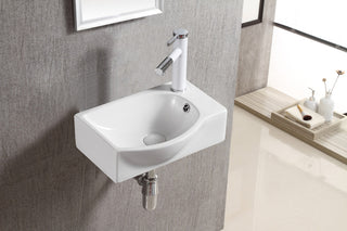 ELANTI EC1805-L Porcelain Wall-Mounted Sink, Left-Facing, White