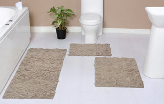 Modesto Bath Rug Bath Rugs Set, 3-Piece Set With Runner, Linen